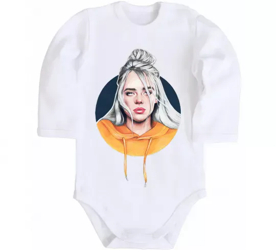 Детский боди Billie Eilish in a circle Белый фото