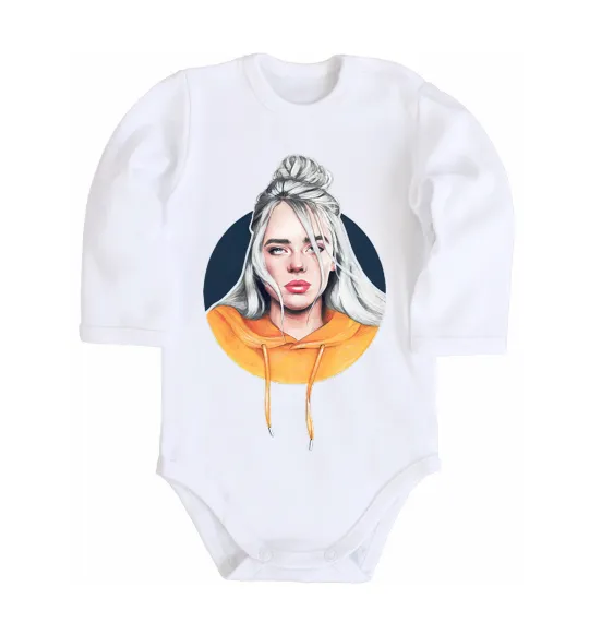 Детский боди Billie Eilish in a circle Белый фото