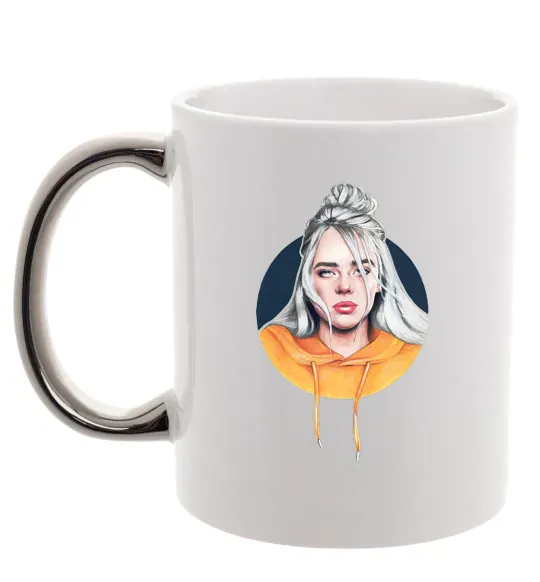 Чашка з кольоровою ручкою Billie Eilish in a circle Срібло фото