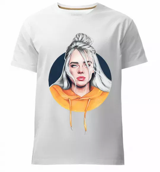 Мужская премиум футболка Billie Eilish in a circle Белый фото