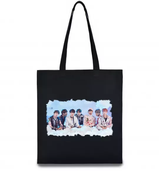 Эко-сумка BTS в хмарах Черный фото
