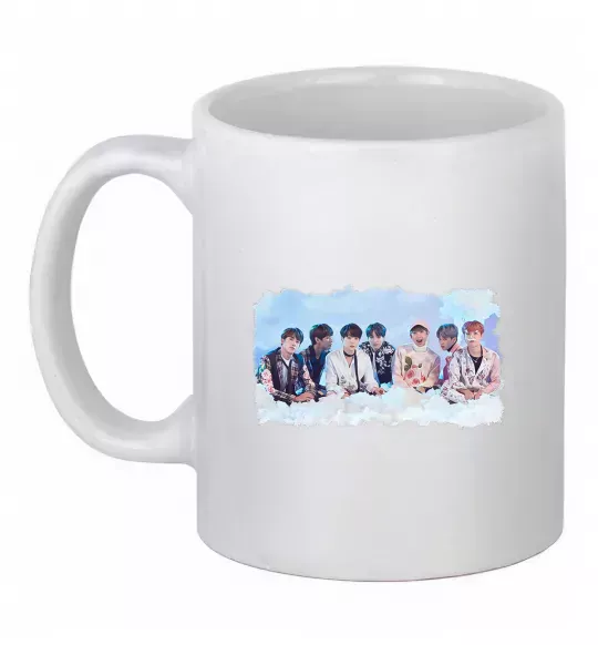 Чашка керамічна BTS в хмарах Білий фото
