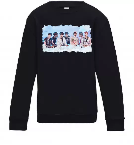 Дитячий світшот BTS в хмарах Чорний фото