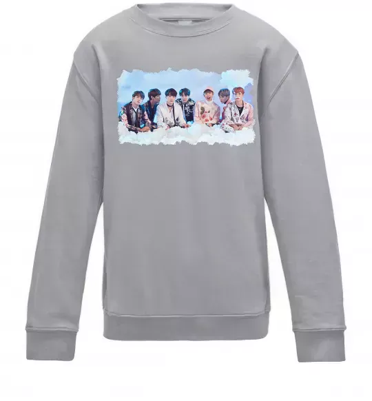 Дитячий світшот BTS в хмарах Сірий меланж фото