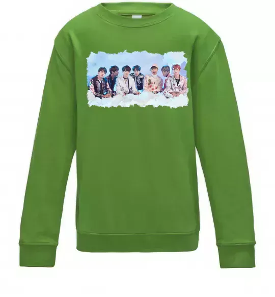 Дитячий світшот BTS в хмарах Лаймовий фото