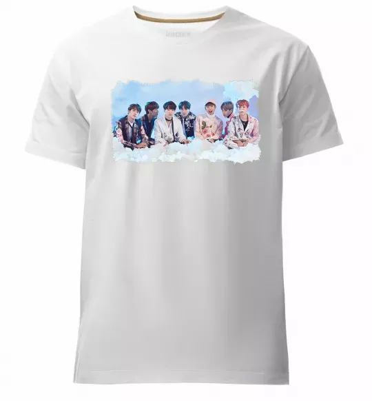 Мужская премиум футболка BTS в хмарах Белый фото