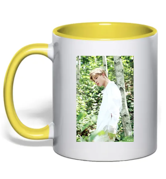 Чашка з кольоровою ручкою BTS Jimin Лимонний фото