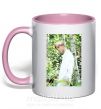 Чашка з кольоровою ручкою BTS Jimin Ніжно рожевий фото