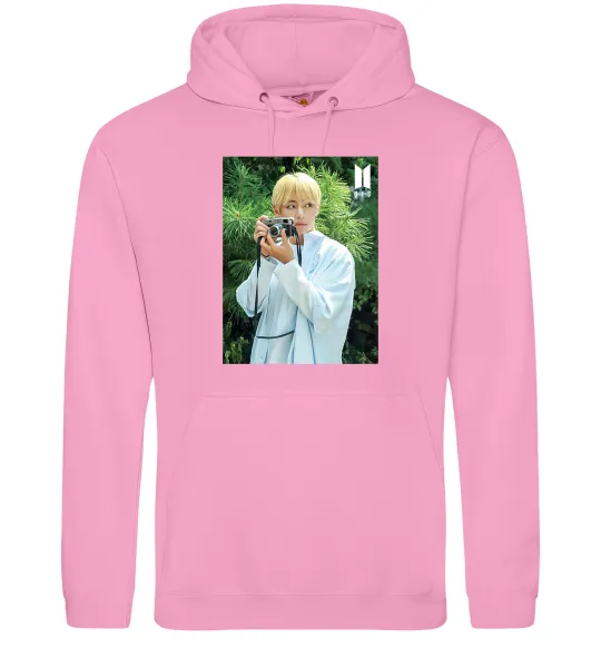 Мужская толстовка (худи) BTS V with camera Розовый фото