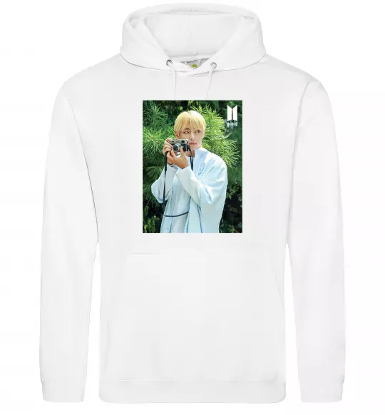 Мужская толстовка (худи) BTS V with camera Белый фото
