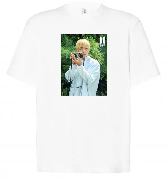 Футболка Оверсайз BTS V with camera Белый фото