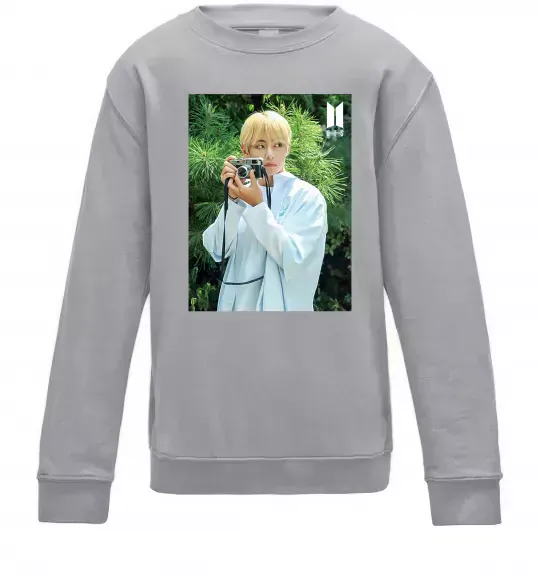 Дитячий світшот BTS V with camera Сірий меланж фото