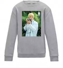 Дитячий світшот BTS V with camera Сірий меланж фото