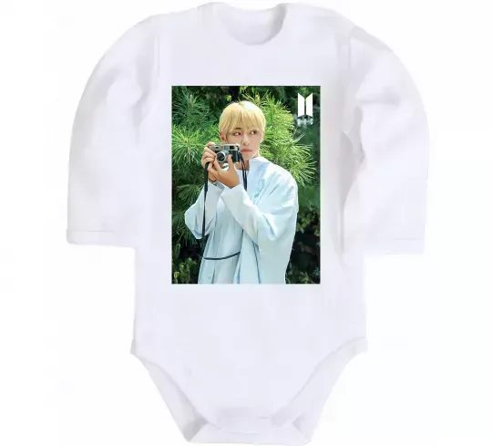 Детский боди BTS V with camera Белый фото