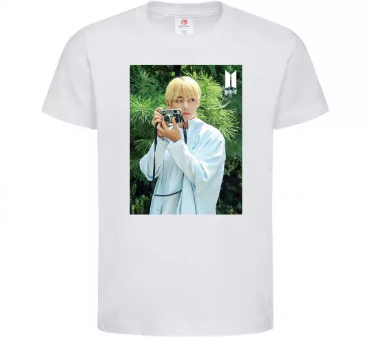 Детская футболка BTS V with camera Белый фото