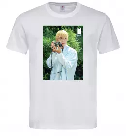 Мужская футболка BTS V with camera Белый фото