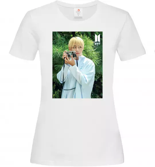 Женская футболка BTS V with camera Белый фото