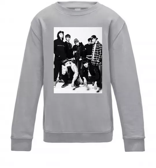 Детский Свитшот Bangtan Boys black Серый меланж фото