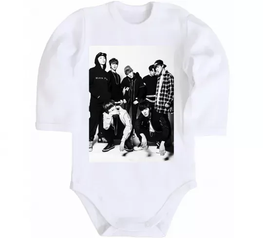 Дитячий бодік Bangtan Boys black Білий фото