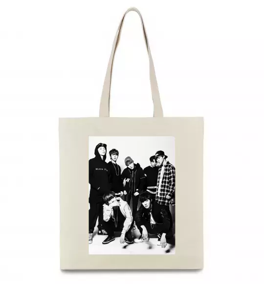 Еко-сумка Bangtan Boys black Бежевий фото