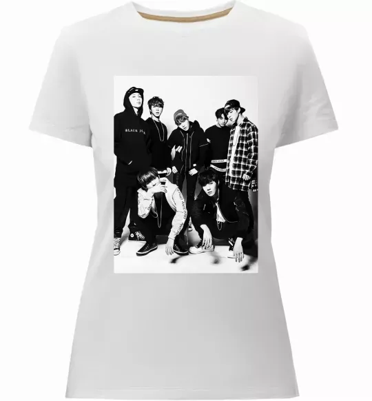 Жіноча преміум футболка Bangtan Boys black Білий фото