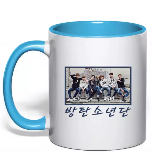 Чашка с цветной ручкой Bangtan sonyeondan Голубой фото