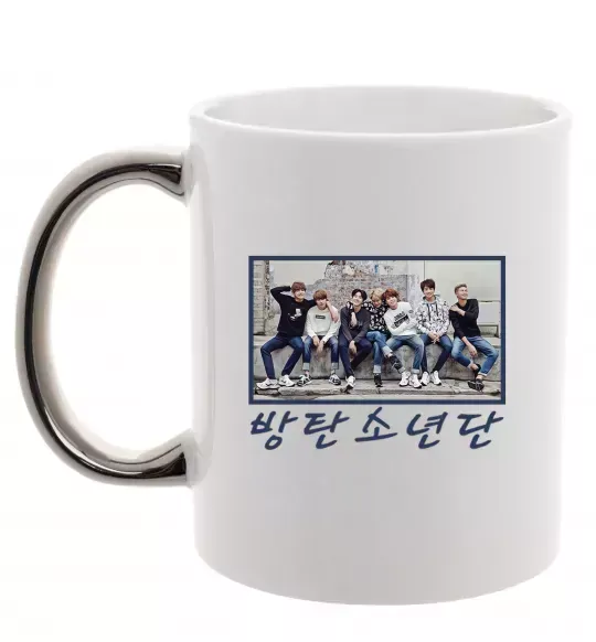 Чашка с цветной ручкой Bangtan sonyeondan Серебро фото
