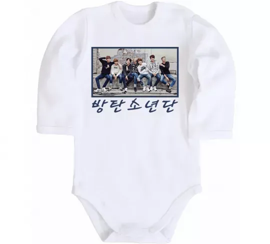 Детский боди Bangtan sonyeondan Белый фото