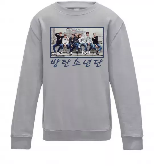 Детский Свитшот Bangtan sonyeondan Серый меланж фото