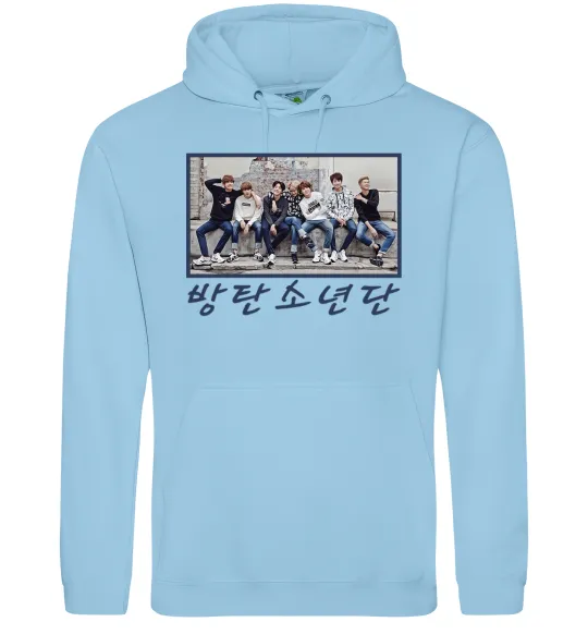 Чоловіча толстовка (худі) Bangtan sonyeondan Блакитний фото