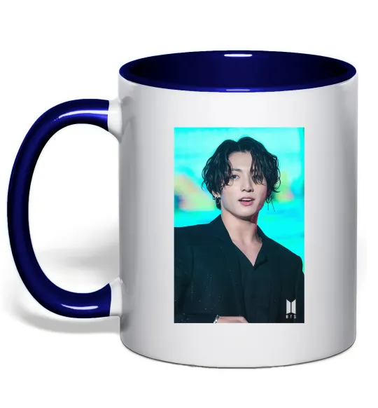 Чашка з кольоровою ручкою Jongkook long hair Глибокий темно-синій фото