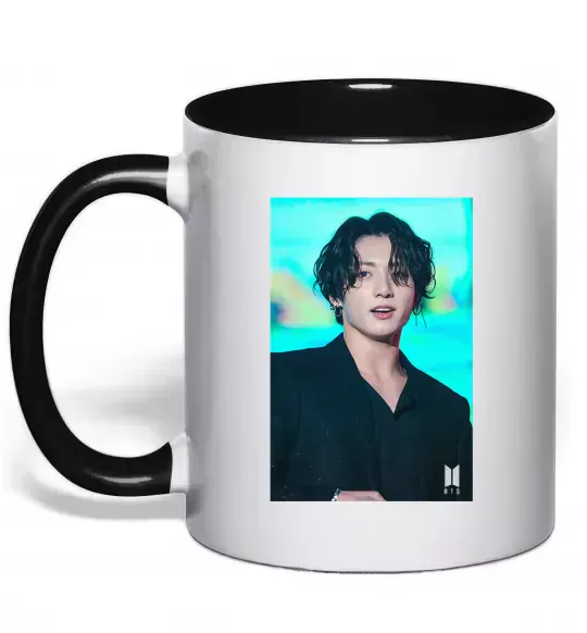 Чашка з кольоровою ручкою Jongkook long hair Чорний фото