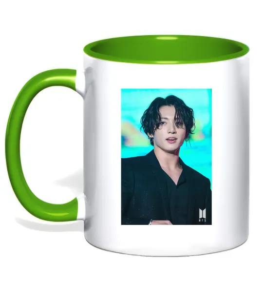 Чашка з кольоровою ручкою Jongkook long hair Лаймовий фото