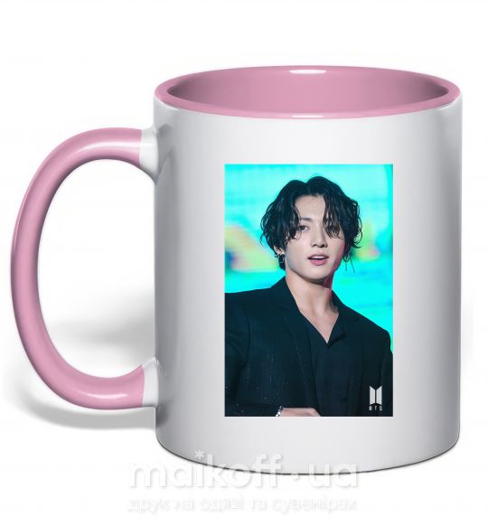 Чашка з кольоровою ручкою Jongkook long hair Ніжно рожевий фото