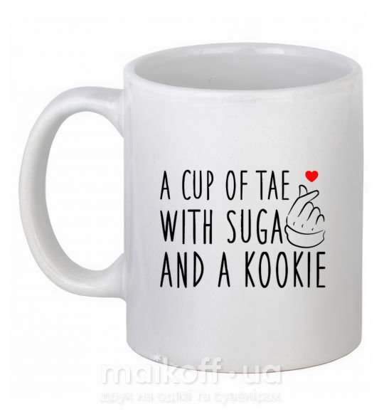 Чашка керамічна A cup of Tae with Suga and a Kookie Білий фото