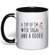 Чашка з кольоровою ручкою A cup of Tae with Suga and a Kookie Чорний фото