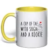 Чашка з кольоровою ручкою A cup of Tae with Suga and a Kookie Лимонний фото