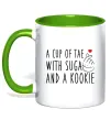 Чашка з кольоровою ручкою A cup of Tae with Suga and a Kookie Зелений фото