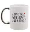 Чашка з кольоровою ручкою A cup of Tae with Suga and a Kookie Срібло фото