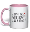 Чашка з кольоровою ручкою A cup of Tae with Suga and a Kookie Ніжно рожевий фото
