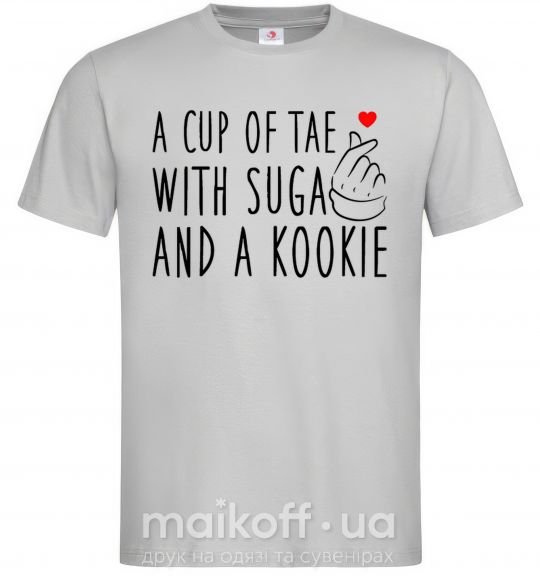 Чоловіча футболка A cup of Tae with Suga and a Kookie Сірий фото