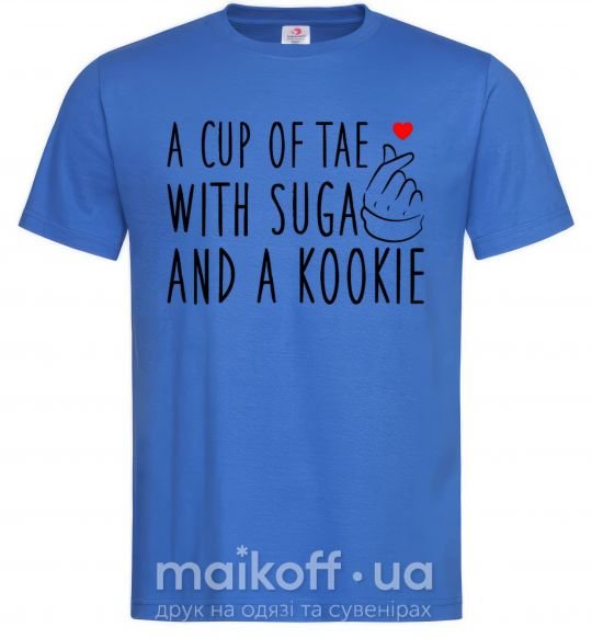 Чоловіча футболка A cup of Tae with Suga and a Kookie Яскраво-синій фото