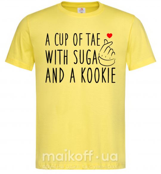 Чоловіча футболка A cup of Tae with Suga and a Kookie Лимонний фото