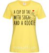 Женская футболка A cup of Tae with Suga and a Kookie Лимонный фото