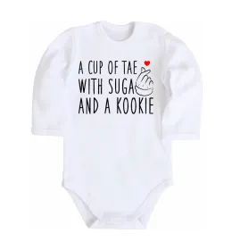 Детский боди A cup of Tae with Suga and a Kookie Белый фото