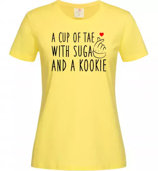 Жіноча футболка A cup of Tae with Suga and a Kookie Лимонний фото