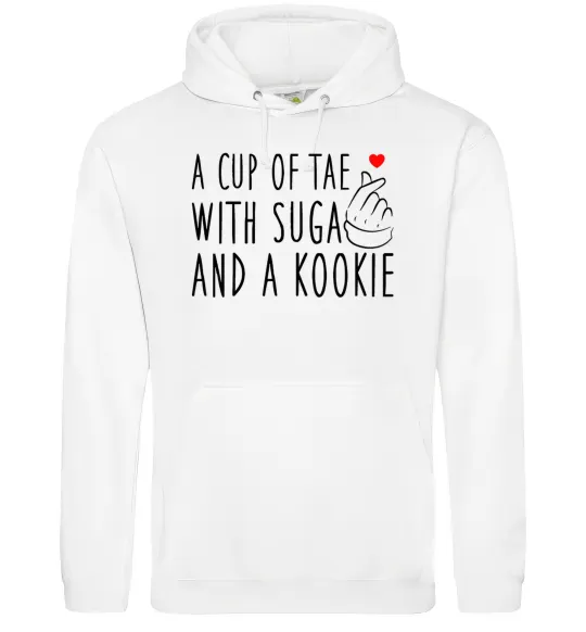 Женская толстовка (худи) A cup of Tae with Suga and a Kookie Белый фото