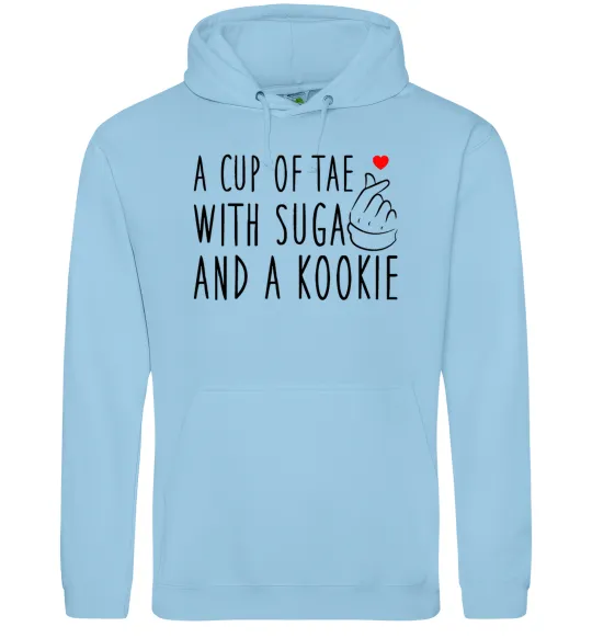Жіноча толстовка (худі) A cup of Tae with Suga and a Kookie Блакитний фото