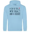 Жіноча толстовка (худі) A cup of Tae with Suga and a Kookie Блакитний фото