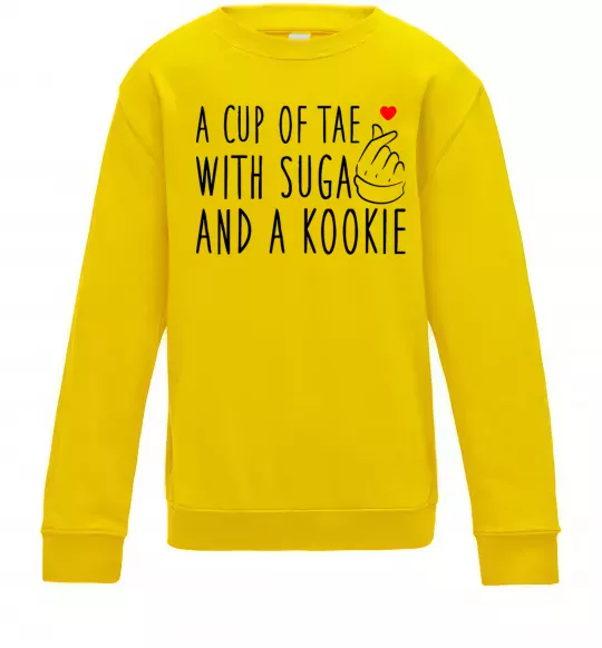 Детский Свитшот A cup of Tae with Suga and a Kookie Солнечно желтый фото